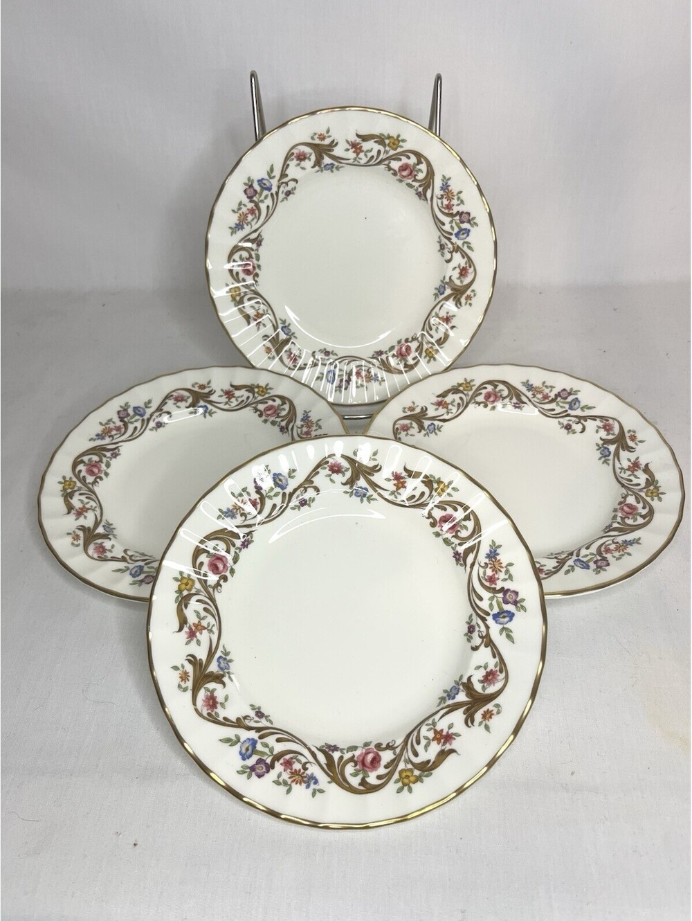 4 Royal Worcester Bournemouth Floral Bread & Butter Plates 6” Vintage Mint